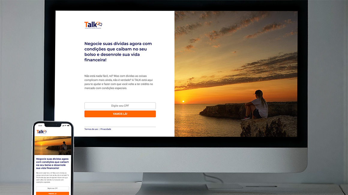 Tela inicial da aplicação nas versões mobile e desktop