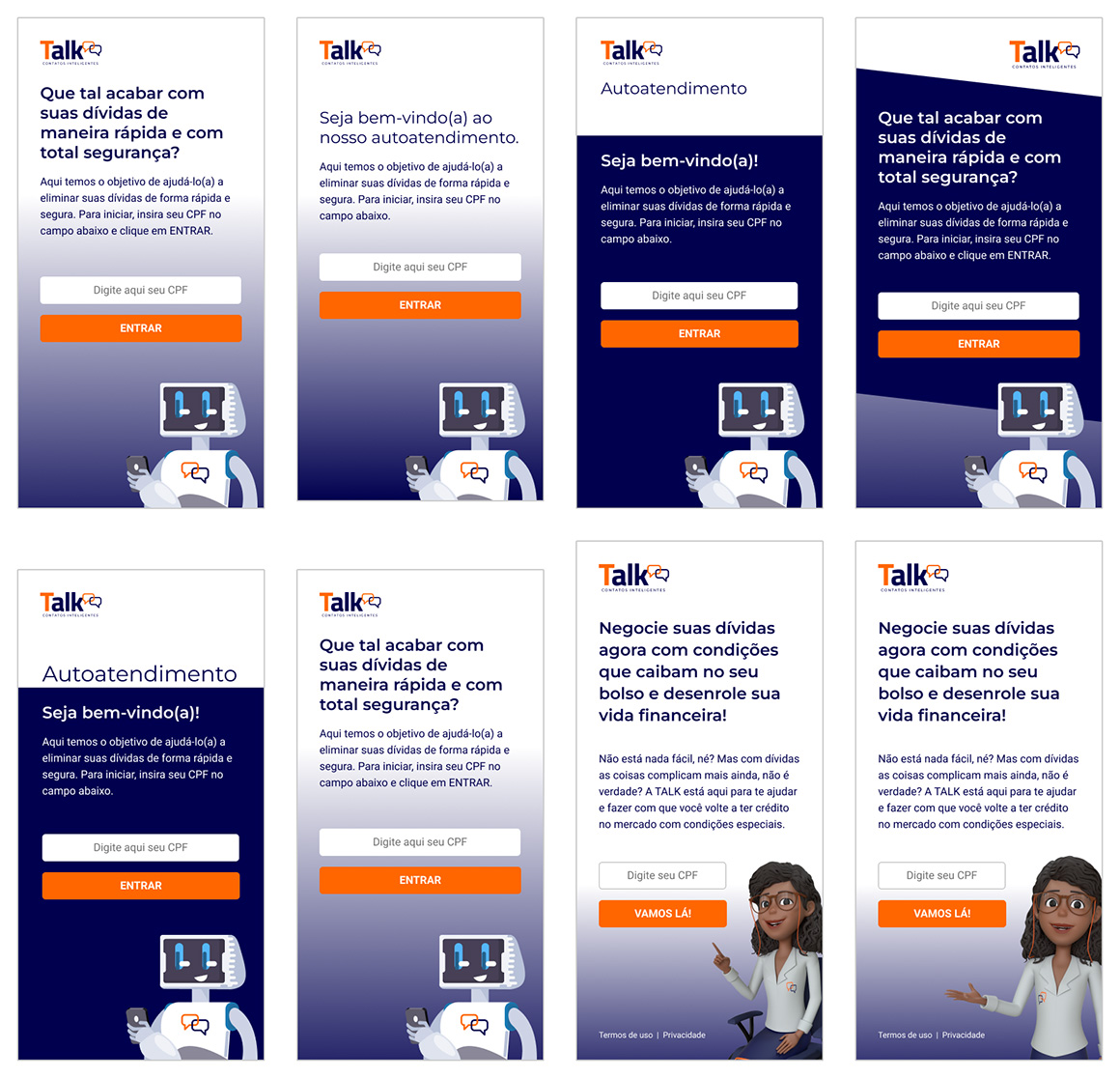 Primeiras versões criadas para a aplicação